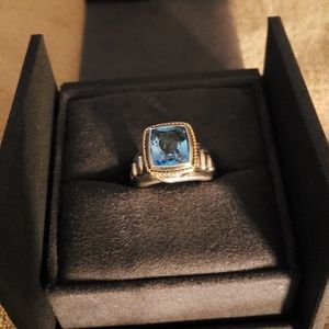 Beautiful Blue Topaz 14YKG and .925 Sterling Ring